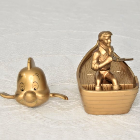 Vintage Disney Little Mermaid Gold McD's Happy Meal Toy Prince Eric Flounder Lot - Picture 2 of 13